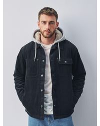 Next - Quilted Cord Borg Lined Hoodie Shacket - Lyst
