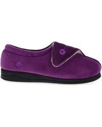 Pavers - Wide Fit Ladies Touch Fasten Full Slippers With Permalose Sole - Lyst