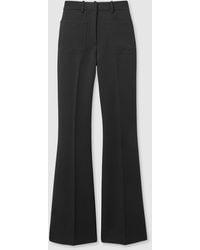 Reiss - Petite Leather High-Rise Flared Trousers - Lyst