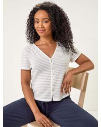 Roman - Petite Textured Button Through Blouse - Lyst