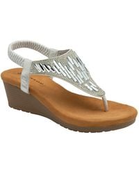 Dunlop - Toe Post Wedge Elasticated Sandals - Lyst