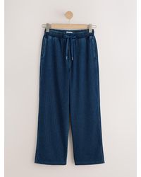 Next - Dark/ Stripe Jersey Denim Wide Leg Joggers - Lyst