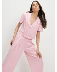 River Island - Scallop Collar Linen Blend Cropped Jacket - Lyst