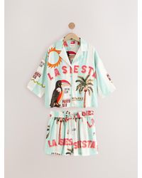Next - Stripe Toucan Button Through Short Set Pyjamas - Lyst