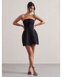 Club L London - Anniston Bandeau Tailored Buttoned Mini Bridal Dress - Lyst