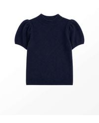 Ro & Zo - Wool Blend Puff Sleeve Knitted Top - Lyst