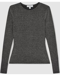 Reiss - Metallic-Knit Long-Sleeve Top - Lyst