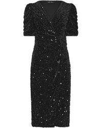 M Com - Petite Sequin Velvet Short Sleeve Wrap Dress - Lyst