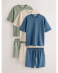Next - Neutral Textured Jersey Short Sleeve Pyjamas Set 3 Pack - Lyst