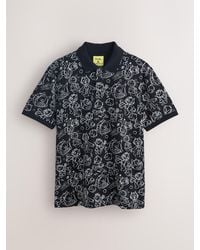 Next - Short Sleeve Button Neck Pattern Polo Shirt - Lyst