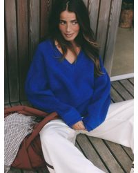 Self - Cobalt Knitted V-Neck Jumper - Lyst