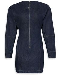 Calvin Klein - Long Sleeve Denim Mini Dress - Lyst