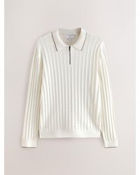 Next - Regular Fit Knit Textured Long Sleeve Quarter Zip Polo Shirt - Lyst