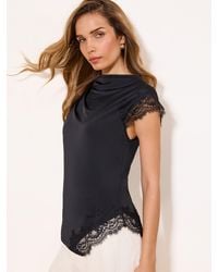 Lipsy - Asymmetric Slinky Lace Top - Lyst
