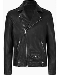 AllSaints - Allsaints Milo Asymmetric Zip Leather Biker Jacket - Lyst