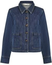 Yumi' - Denim Jacket With Patch Pockets - Lyst