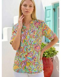 Roman - Abstract Print Button Detail Top - Lyst
