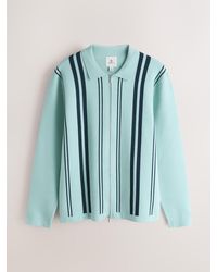 Next - Light N. Premium Regular Fit Mid Weight Stripe Zip Through Cardigan - Lyst