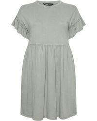 Yours Curve - Frill Acid Wash 100% Cotton Dress - Lyst