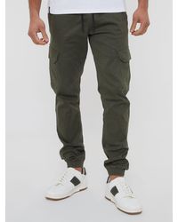 Threadbare - Khaki Cotton Jogger Style Cargo Trousers With Stretch - Lyst