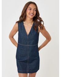 Threadbare - Denim V-Neck Mini Dress - Lyst