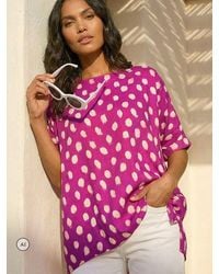 Roman - Polka Dot Button Back Top - Lyst