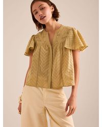 Anthropologie - Broderie Flutter-Sleeve Blouse - Lyst