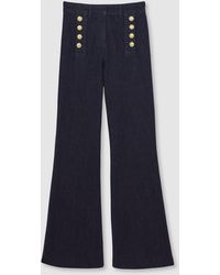 Reiss - Button-Detail High-Rise Flared Jeans - Lyst