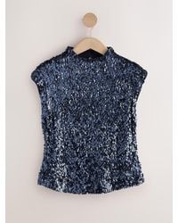 Next - Short Sleeved Sequin Top - Lyst