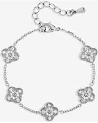 Jon Richard - Rhodium Plated And Pave Clover Bracelet - Lyst