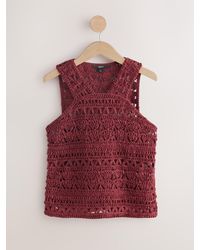 Next - Burgundy Crochet Halter Neck Vest Top - Lyst