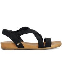 Dune - Standard Fit Leather Landies Cross Strap Comfort Flat Sandals - Lyst