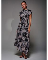 Jolie Moi - Asymmetrical Draped Slash Neck Midaxi Dress - Lyst