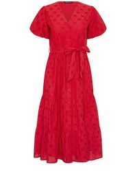 M Com - Petite Midikleid Mit Lochstickerei Und Knopfleiste - Lyst