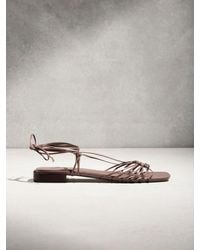 Next - N. Premium Leather Square Toe Hardware Ankle Wrap Sandals - Lyst