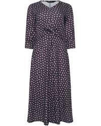 M Com - Petite Long Sleeve Twist Front Midi Dress - Lyst
