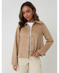 Threadbare - Faux Suede Peter Pan Collar Cropped Jacket - Lyst