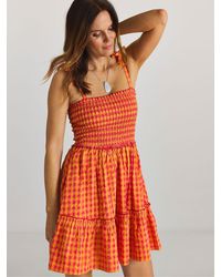 Simply Be - Gingham Tie Strap Mini Beach Dress - Lyst