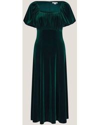 Monsoon - Cynthia Puff Sleeve Velvet Midi Dress - Lyst