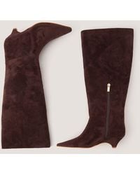 Monsoon - Isha Faux Suede Knee High Heeled Boots - Lyst