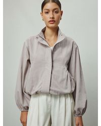 Next - Neutral Lightweight Denim Funnel Neck Bomber Jacket - Lyst