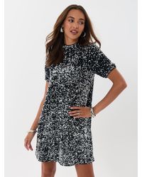 Threadbare - Sequin Bow Tie Detail Mini Dress - Lyst