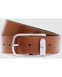 Reiss - Iyla - Tan Leather Half-keeper Belt, S - Lyst