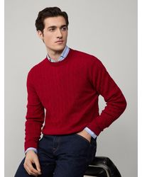 Hackett - Lambswool Cable Crew Neck Jumper - Lyst