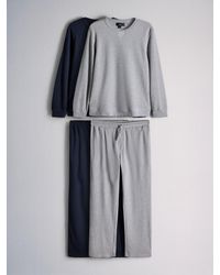 The Set - 2 Pack Waffle Crew Neck Top And Joggers Lounge Pyjamas Set - Lyst