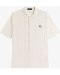 Fred Perry - Button Through Short Sleeve Tonal Vertical Stripe Shirt - Lyst
