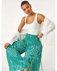 Roman - Swirl Print Palazzo Wide Leg Trousers - Lyst