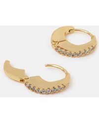 Accessorize - 14Ct-Plated Chunky Diamanté Hoop Earrings - Lyst