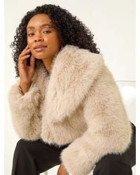 Roman - Petite Cropped Fur Coat - Lyst