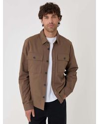 Threadbare - Tan Cotton Twill Shacket With Pockets - Lyst